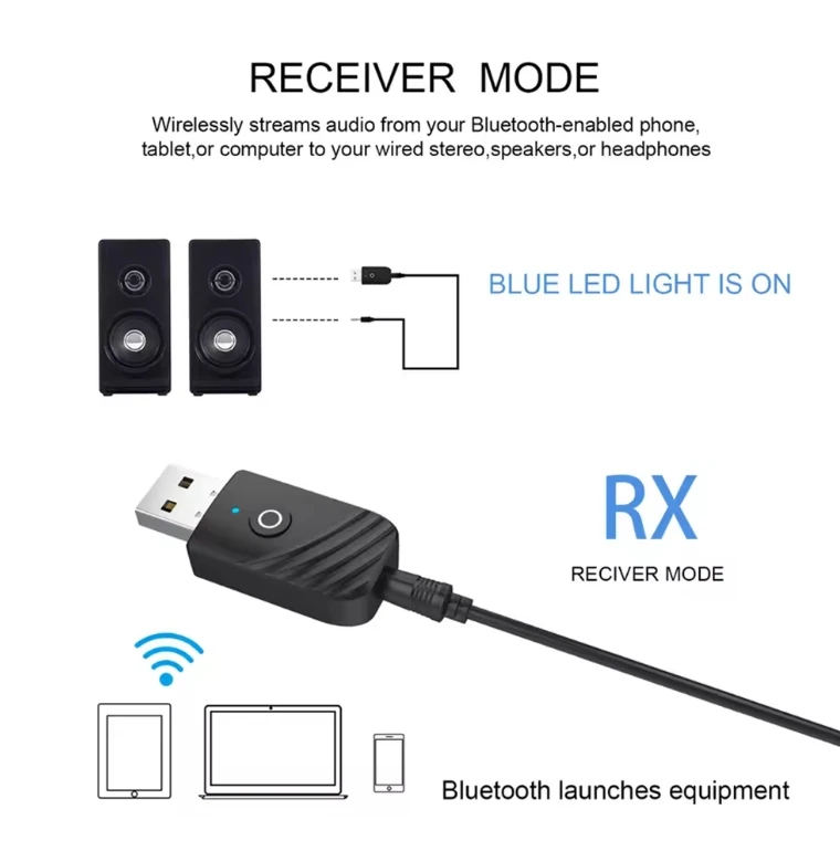 3 In 1 USB BT 5.0 Adapter Audio Receiver Transmitter 3.5mm Jack AUX USB Stereo Music Wireless Adapter For TV PC Computer