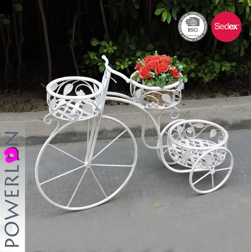 Metal Iron 2-Pots Bicycle Garden Home  Plant Stand Flower Basket Flower Pot Stand