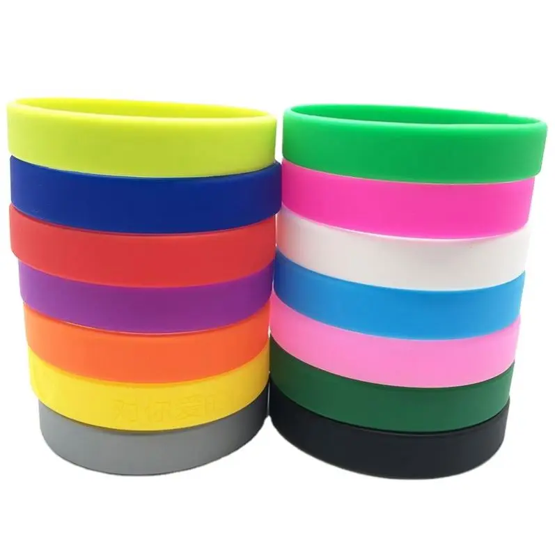Silicone Bracelet without Words in Stock Printing Lettering Blank Wrist Strap Activity Group Luminous Hand Strap Order