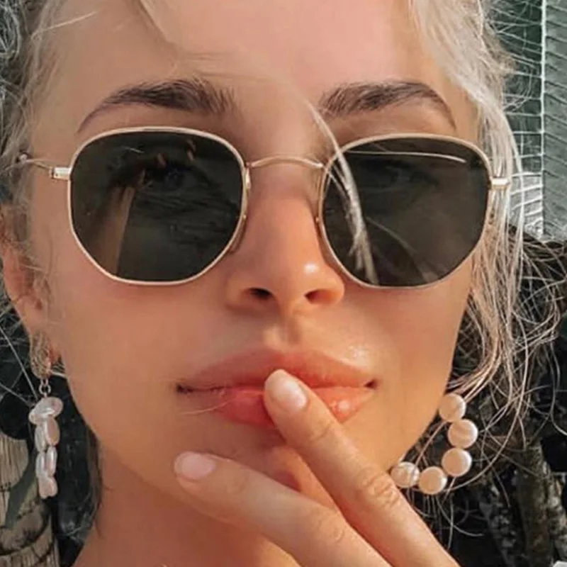 2021 Hexagon Sunglasses Women Brand Designer Square Sunglasses Men Metal Frame Driving Fishing Glasses
