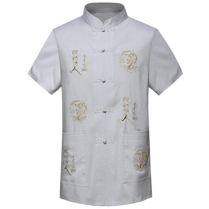 Chinese embroidery linen Shirt Men Kung Fu clothing Martial Traditional Tang Shirt new style