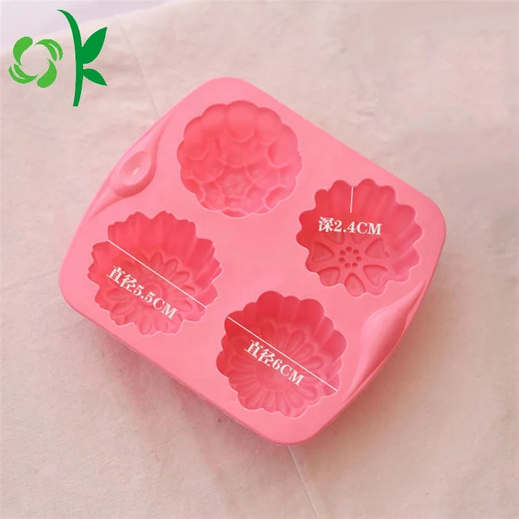 OKSILICONE 4 Different Flower Silicone Cake Molds High Temperature Resistant Demold For Make Pudding Jelly Handmade Soap Molds