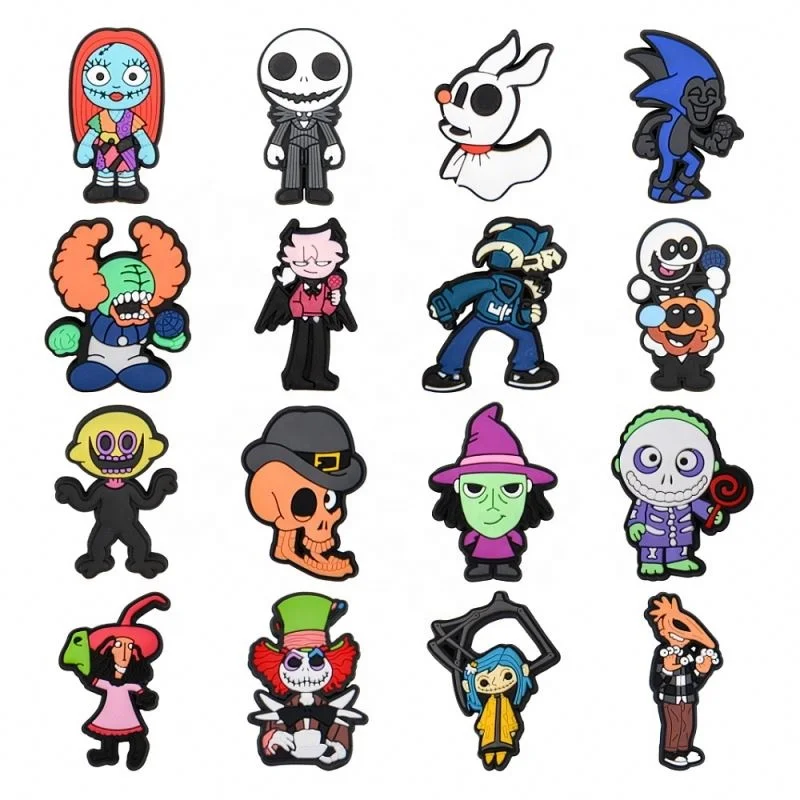 Horror Movie Theme Shoe Charms Scary Monsters Characters DIY PVC Rubber Shoe Charms for Clogs Shoes Decoration