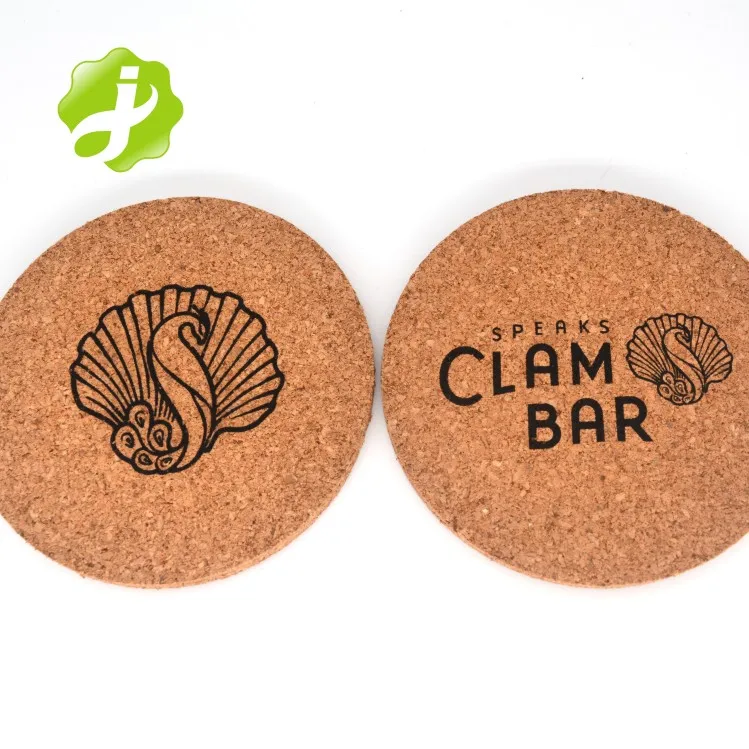 Hot Selling Cork Coaster Laser Engraving Drink Coaster Natural round Wooden Coaster Set