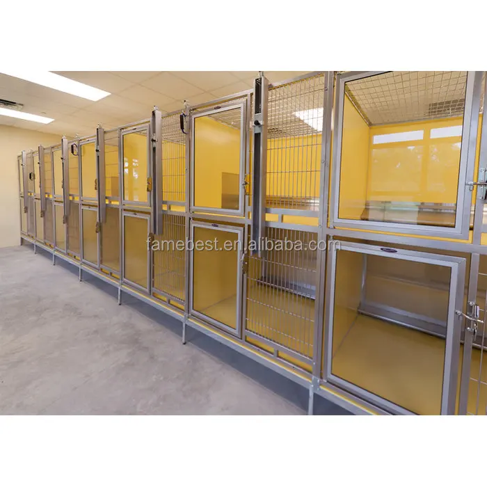 large Tempered Glass Dog Kennel Runs with HDPE or stainless steel Panel
