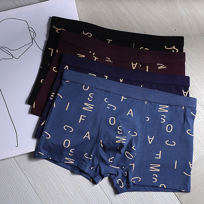 Нижнее белье LYX017 мужское из чистого хлопка выступающие дышащие однотонные боксеры средней длины большие размеры