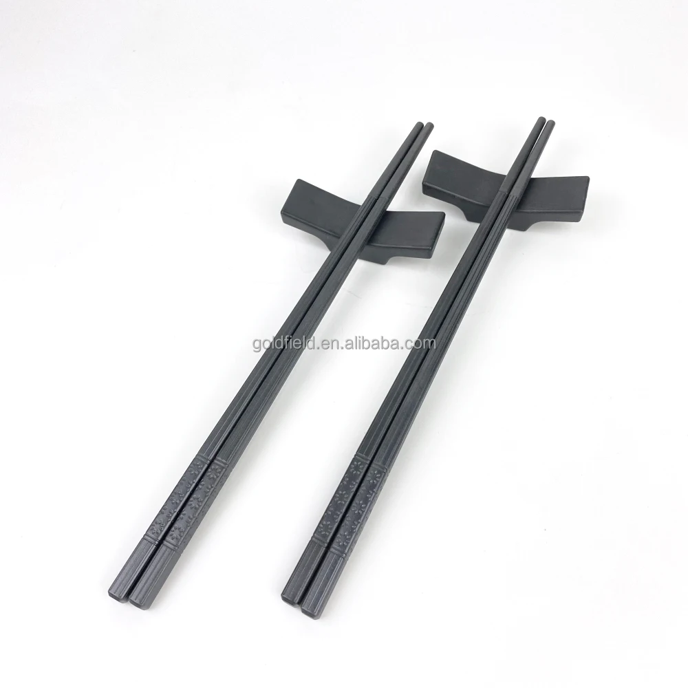 Japanese  Nature stone Black Slate  Plate melamine sauce  with fiberglass Chopsticks Dinnerware Set  for 2 person Gift set