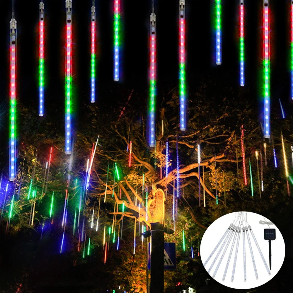 Waterproof Solar LED Meteor Shower Rain Lights Outdoor Christmas Meteor LED Tree Lights Solar For Holiday Party Decor (1600215373709)