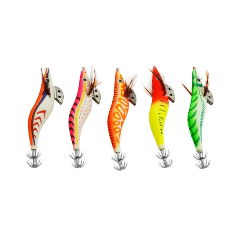 Factory Egi  Colorful Octopus Shrimp mold Wooden lure bait Squid Jigger Hook Squid Fishing Hook