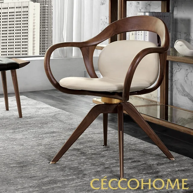 
Italian Furniture Swivel Dining Accent Chairs With Armrest For Home Office 