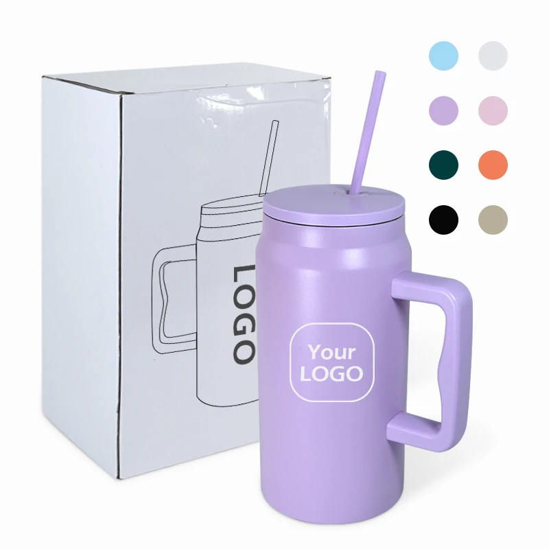 Personalized New Style 50oz Stainless Steel Leak Proof Travel Mug Vacuum Insulated Tumbler with Handle