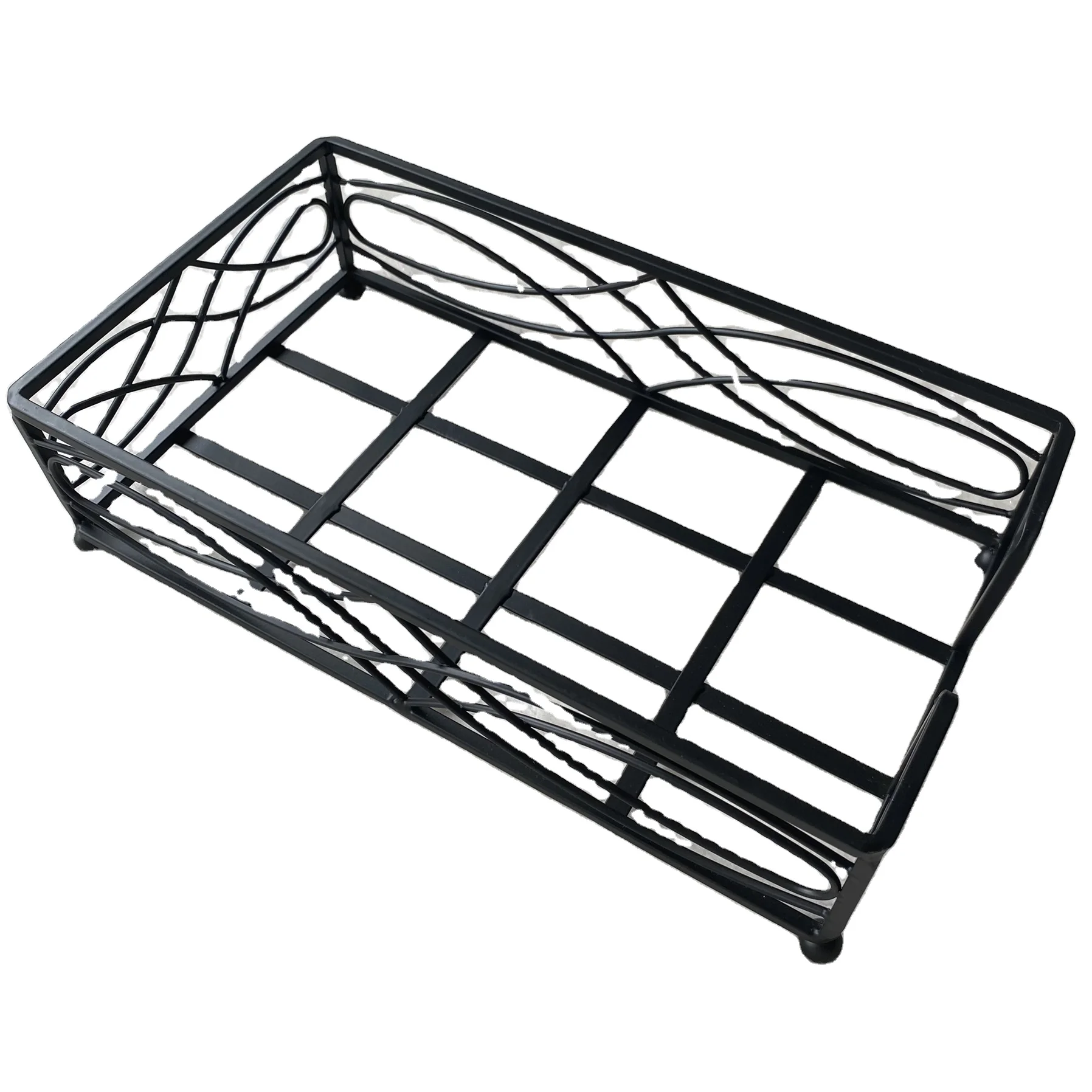 black lurxy  Design Guest Towel Napkin Holder Caddy, Freestanding Metal Paper Holder for Kitchen Countertop