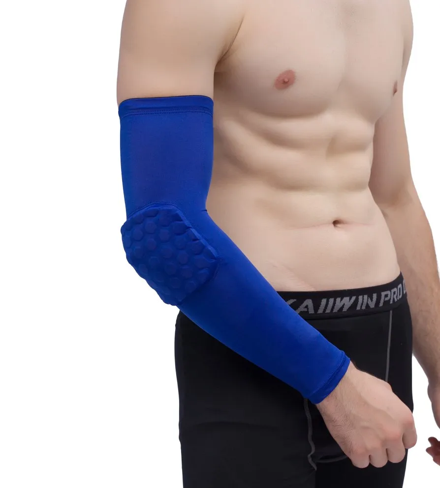 Hot sale Anti collision Basketball Arm Guard Honeycomb Long Elbow Pads