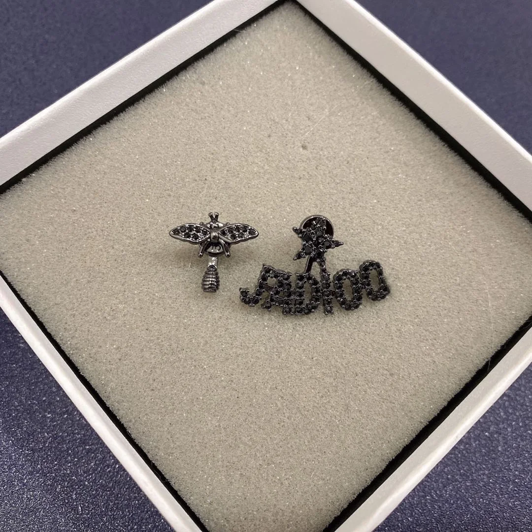 Women fashion vintage butterfly crystal stud earrings CD designer pearl heart drop earring bee jewelry decoration gift girl