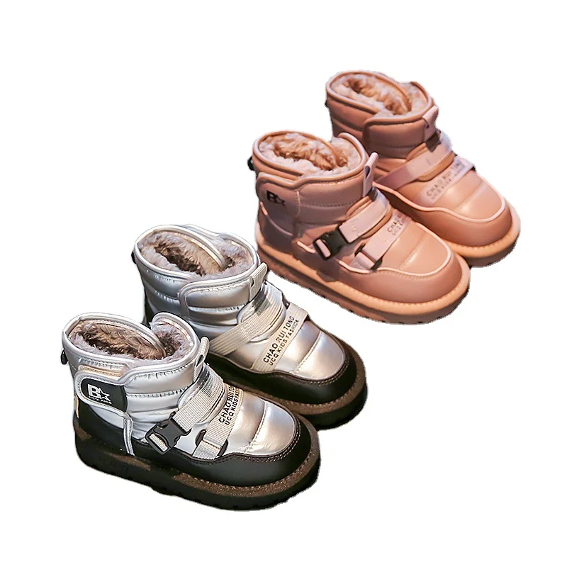 New Winter Boy Kids Ski Shoes Girls Fashion Thicken Snow Boots for Outdoor