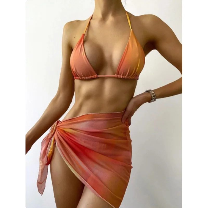 Bathing Suits For Women 2022 Summer Bathing Suit 3 Pieces Bikini Set Crop Top Designer Swimsuit Seamless Swimwear