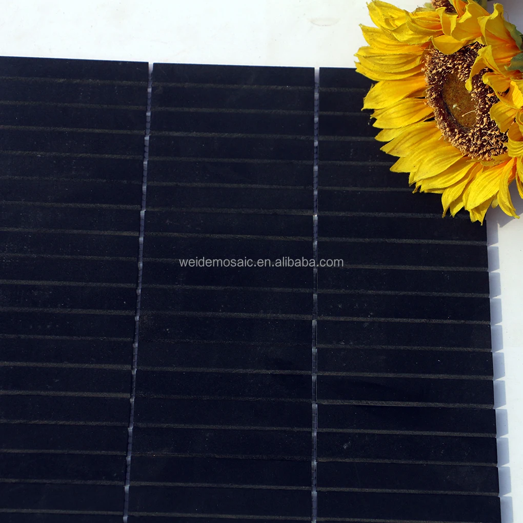 Vintage Strip solid black Mosaic Pencil Basalt Mosaic Tiles for Luxury Decorating