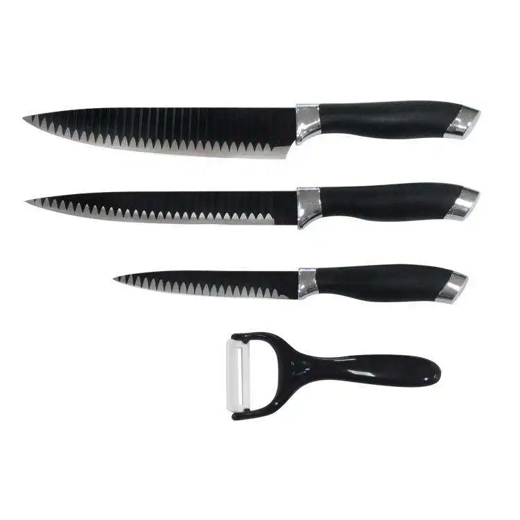 Wholesale Price Yangjiang Chef Black Non-Stick Stainless Steel Knife Set Professional Design Damascus Blade for Meat Usage