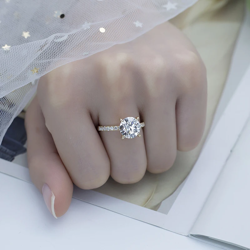 Beautifully Designed Gemstone 18k Solid Gold Ring Birthdays Pretty Lab Grown Diamond Fine Jewelry Ring