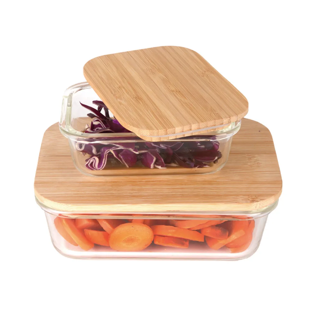 Plastic-free glass food storage set with Sustainable Bamboo Tops
