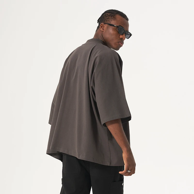 300g heavyweight hip hop loose thick collar boxy fit tshirt custom high quality oversized t shirt for men