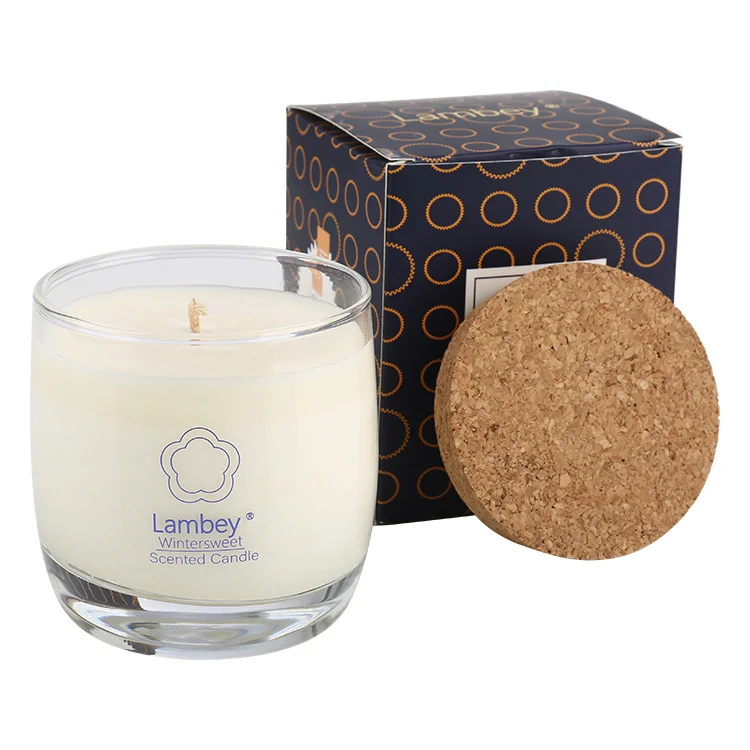 Lambey Vanilla Caramel Candle Crystal Glass Candle  Home Decoration Glass With Lid Soy Wax Scented Candles