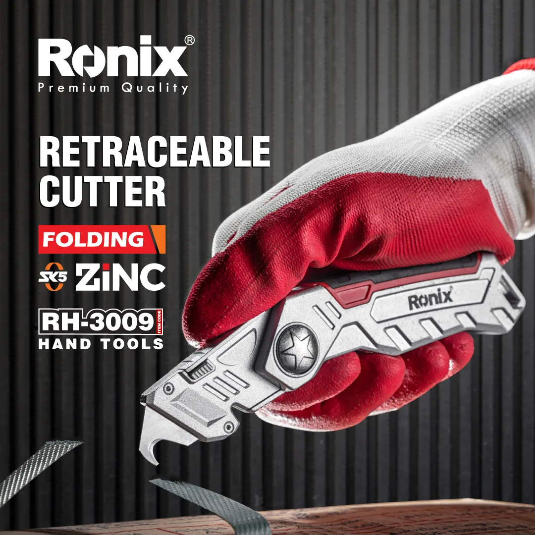 Ronix Knife Cutter RH-3009 Sk2 Paper Cutter Knife Metal Holder Professional Office Cutting Tools Holder Blades Pocket Knife