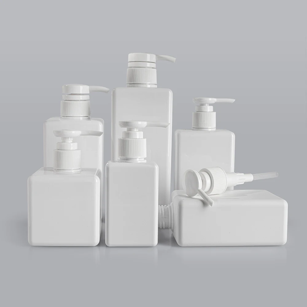 plastic body lotion packaging bottle 100ml 150ml 280ml 450ml plastic shampoo hand wash lotion pump bottle square bottle cosmetic