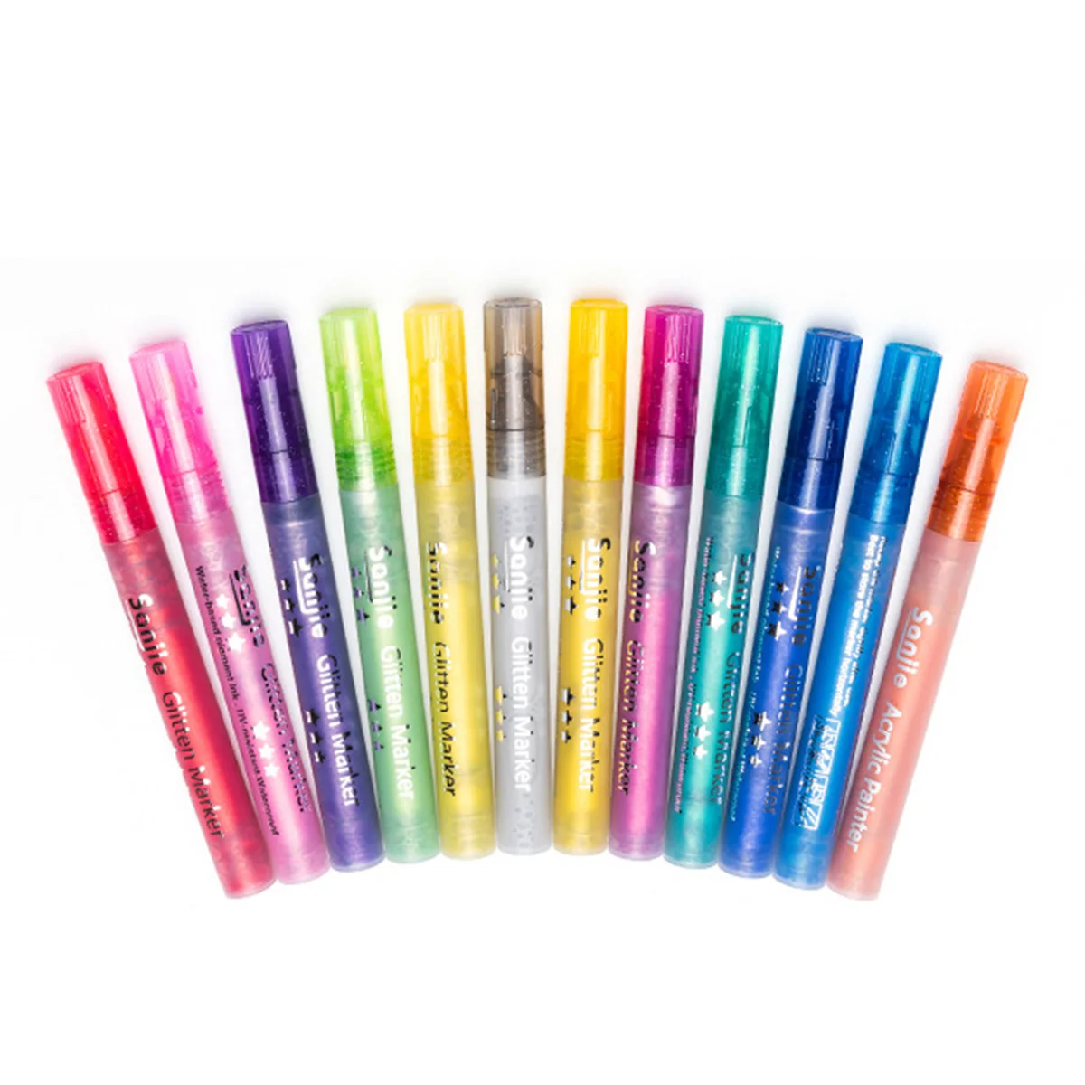Amazon hot sale 2mm water based permanent glitter color acrylic marker  marcadores