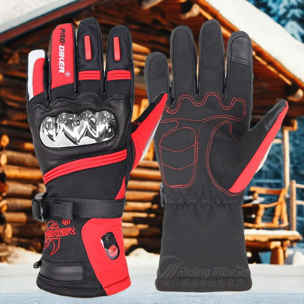 Fleece charging thermal waterproof gloves protective cycling outdoor off-road road fist shell