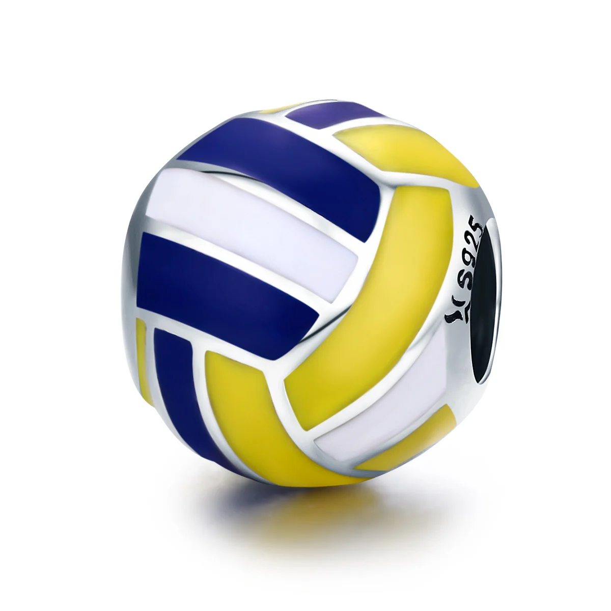 Sports Series Jewelry 925 Sterling Silver Yellow White Blue Volleyball Ball Bracelet Accessories SCC448