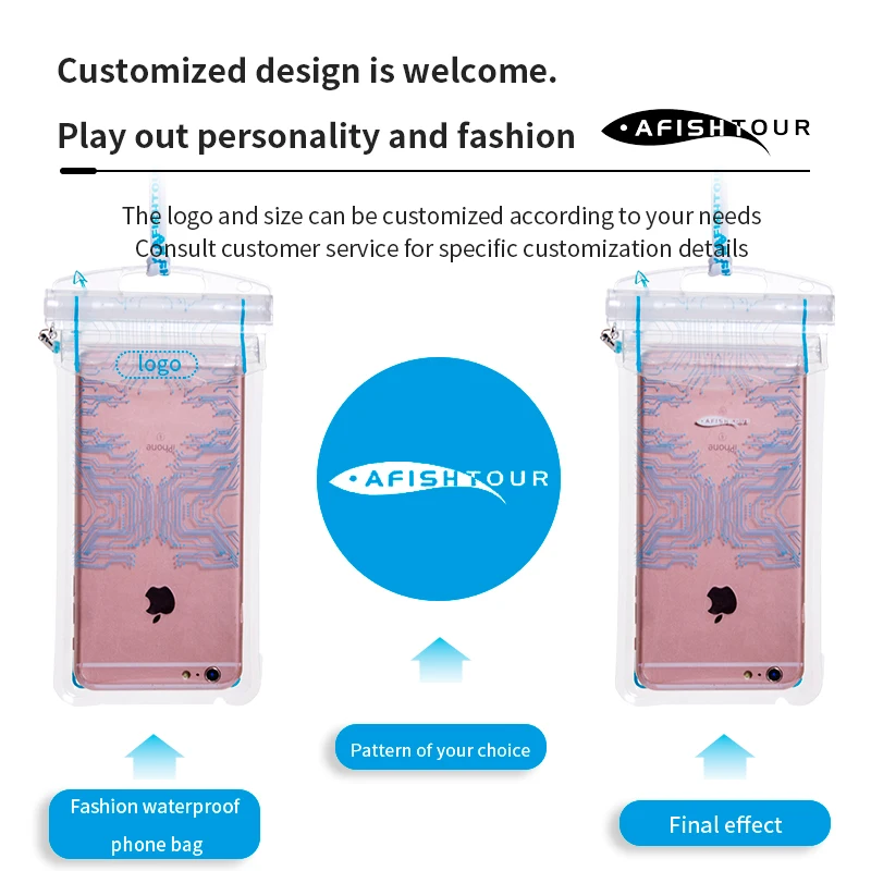 
AFISHTOUR Hot Sale Waterproof Ipx8 Waterproof Mobile Phone Bag High Quality Tpu Material Waterproof Bag For Phones 