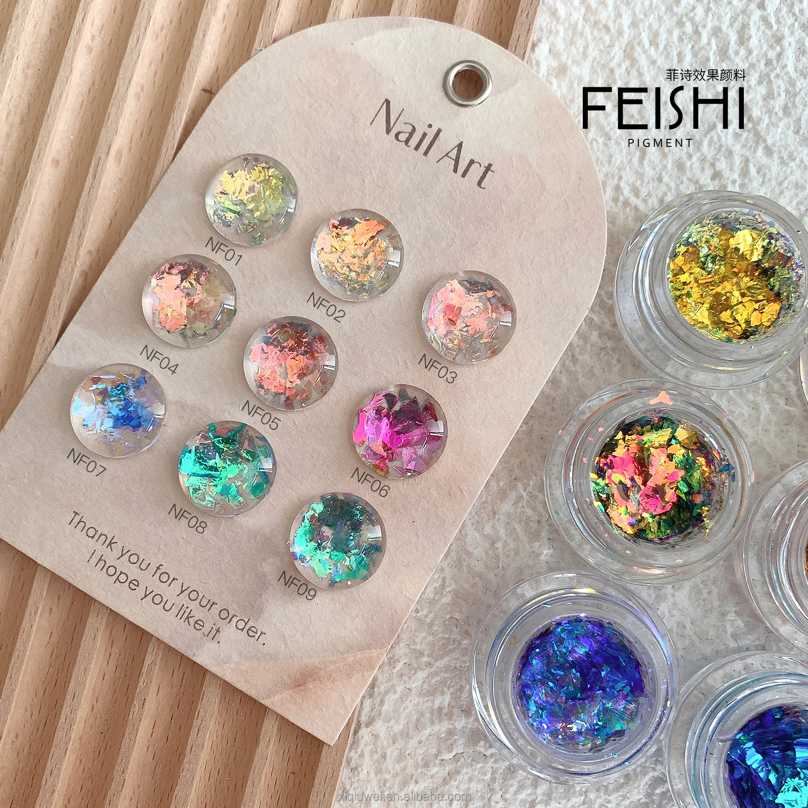 NF Series Shiny Multi Colors Chameleon Glitter Nail Flakes Powder