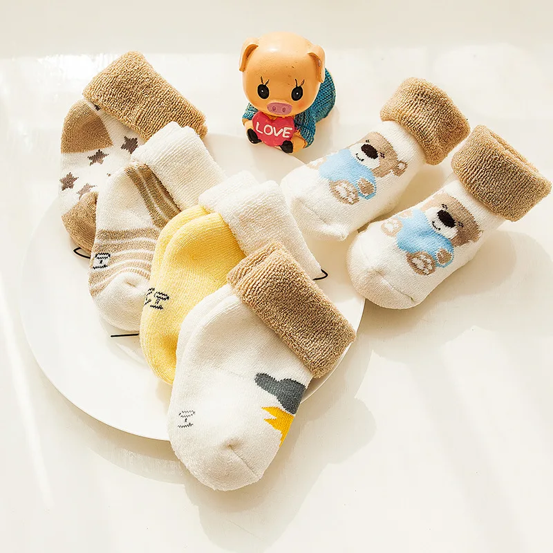 Custom Soft Cotton Kids Cartoon Terry Socks Keep Warm Baby Winter Terry Loop Socks