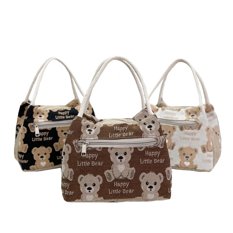 custom fabric food and drink storage bag for picnic happy little bear lunch bag customized thermal bag