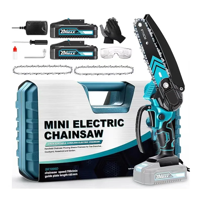 Chainsaw 6 Inch Electric Professional Power Chain Saw Electric Hand Cordless Portable Cordless Mini Electric Chainsaw