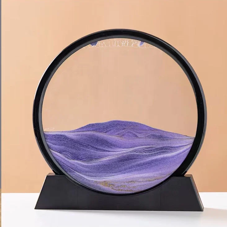 3d Moving Sand Art Round Liquid Hourglass Flowing Sand Painting Sandscape Motion Display Quicksand Painting Home Decor Gifts
