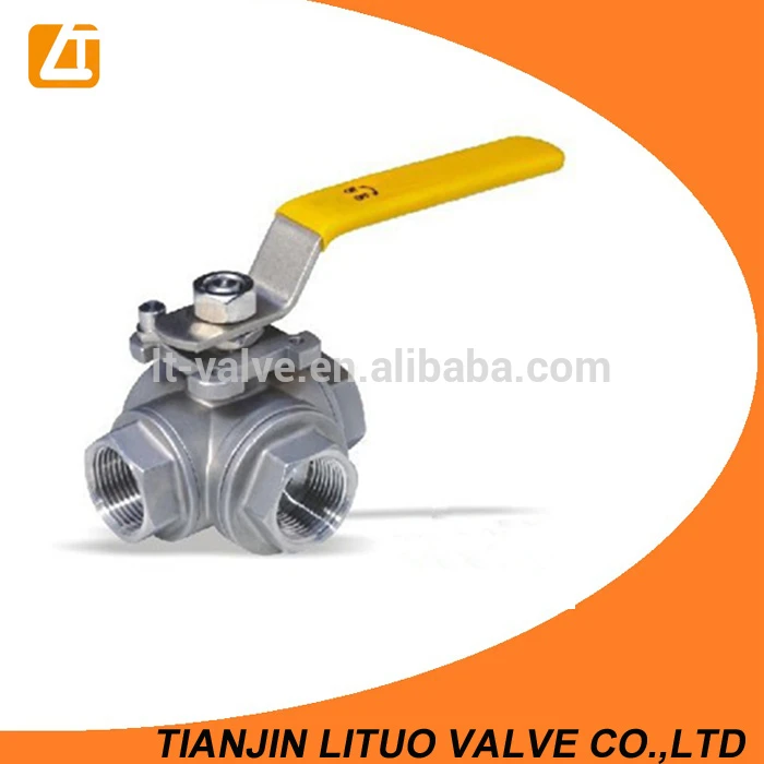 Трехходовой шаровой клапан из нержавеющей стали с фиксирующей ручкой/Водяной фланец, шаровой клапан