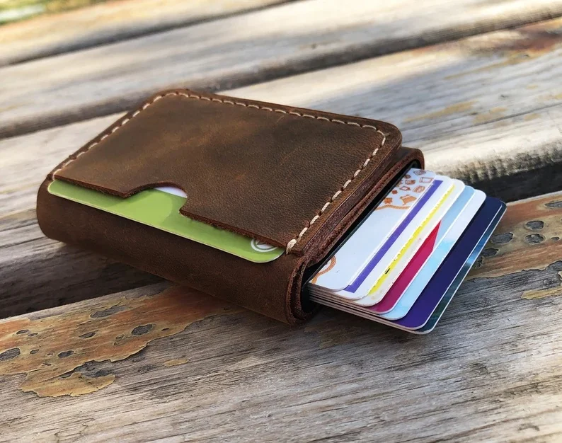 Унисекс тонкий бумажник из натуральной кожи RFID минималистичный дизайн для мужчин и женщин оптовая покупка использования наличными