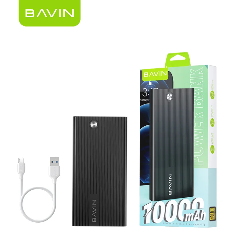 BAVIN PC050 Wholesale Price Portable Large Capacity 10000mAh Power Bank 2 USB Port 2.1A Output Fast Charging Slim PowerBank