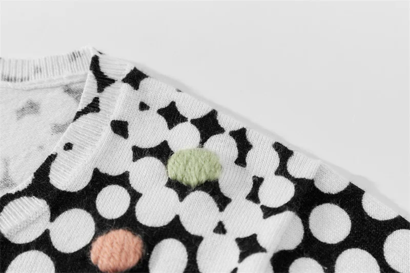 Зимний длинный вязаный пуловер на заказ, мягкий точечный вязаный женский дизайнерский свитер с принтом логотипа, модные свитера для девочек