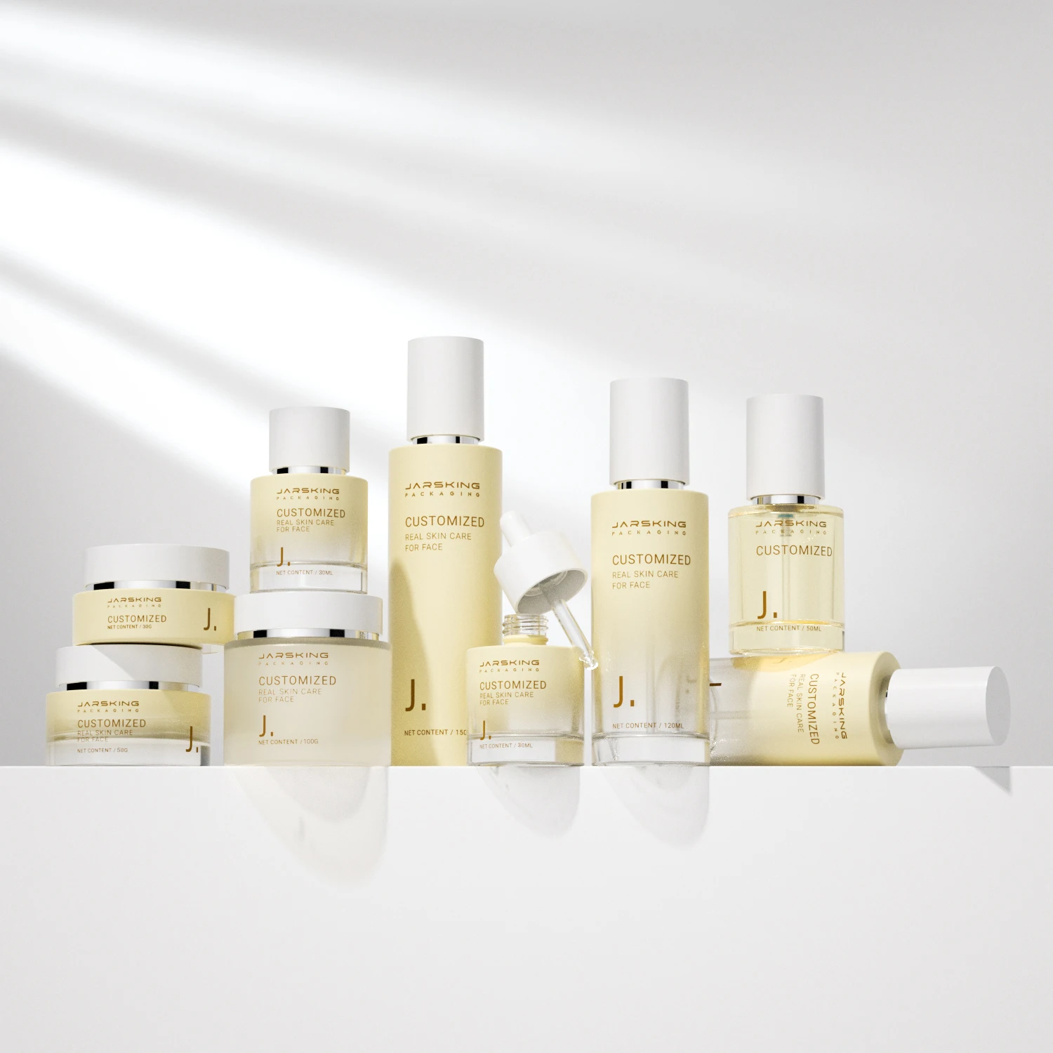 Custom luxury 30ml 50ml 100ml 120ml 150ml cosmetic glass bottle cream jar white frosted glass cosmetic skin care set packaging