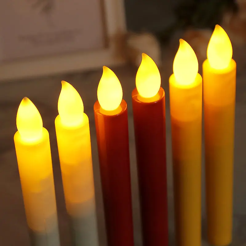 Flameless Taper Wedding Decoration Battery Operated Dinner Wedding Brass Golden Taper decorative Steel Metal led candle light