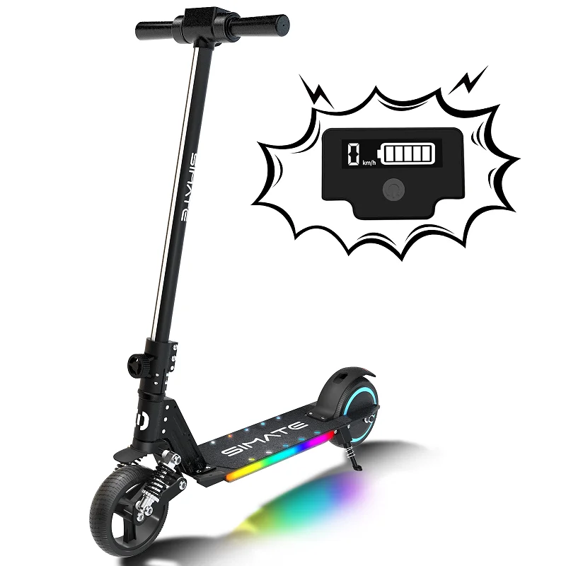 Warehouse Wholesale E-scooter Led Light Folding Adjustable Electric Kids Scooter 6.5inch 2 Wheel Steel Plastic 130W E Scooter