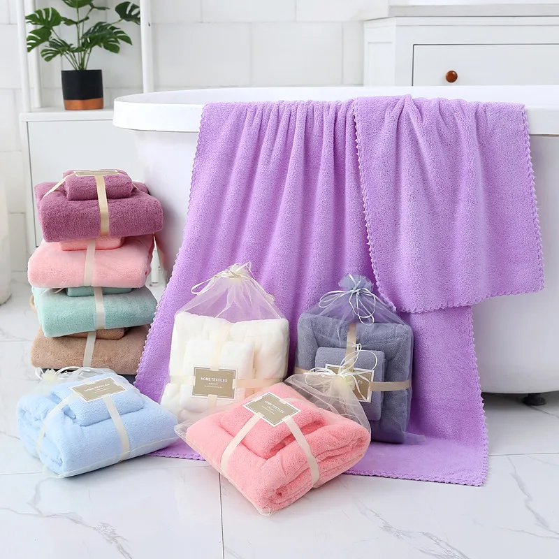 2022 Hotel Bathroom Adult 100% Polyester Towel Set High Quality Bath Towel Set Soft Wholesale