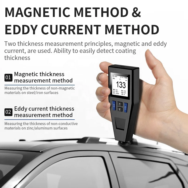 0-2000um Digital Thickness Gauge Auto Fe/NFe Probe Car Coating Refinishing Paint Thickness Tester Detector