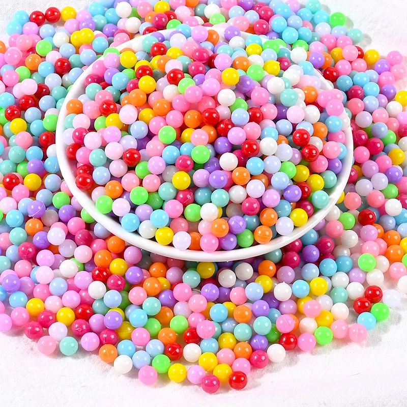Hengxin 3MM 4MM 5MM 6MM 8MM Plastic Beads No Hole Colored Beads For Craft Decoration