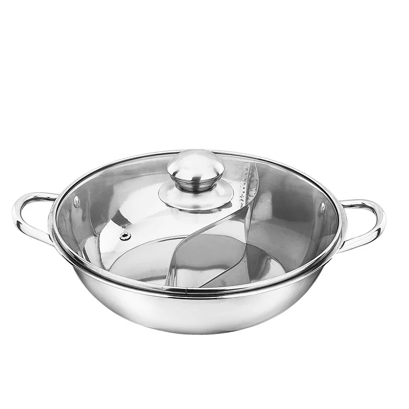 Chinese Style Stainless Steel Casserole Compartments Hot Pot With Divider