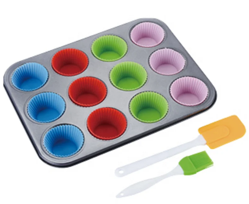 
MUFFIN PAN WITH SILICONE CUP MUFFIN PAN SET BAKEWARE WITH silicone molds 