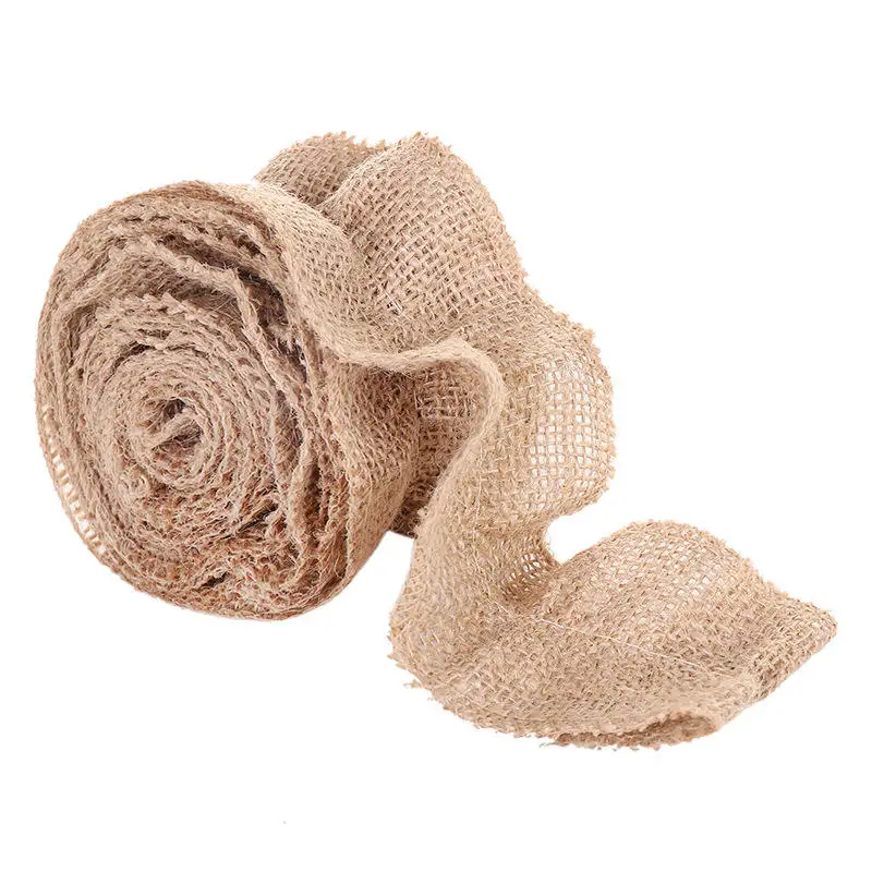 Rustic Burlap Ribbon For Christmas Tree Garland Decor Burlap Jute Ribbon Garland For Christmas Crafts Decoration